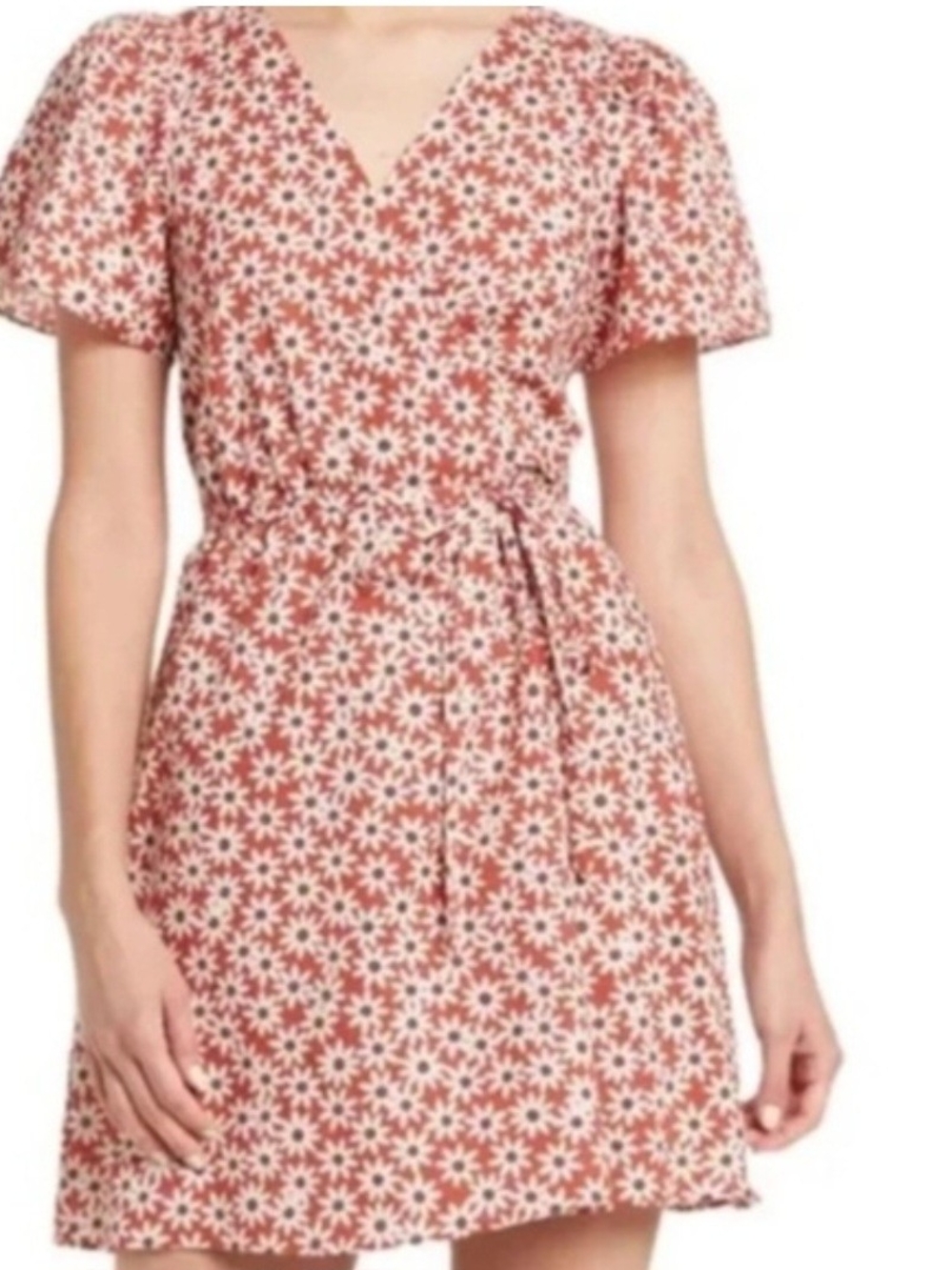 Madewell Rust Daisy Wrap Mini Dress